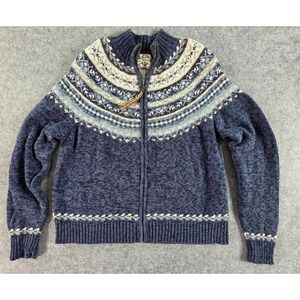 Vintage Heirloom Collectible Fair Isle Cardigan Sweater Women Large Full Zip